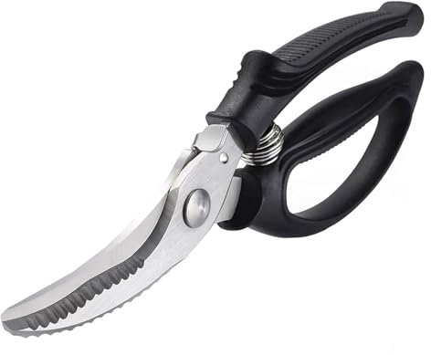 FUZVOL Poultry Shears - Heavy Duty Kitchen Scissors with Safety Lock & Hang Hole, Stainless Steel with Non-Slip Handle for Cutting Meat, Chicken, Bone, Poultry, Fish, Vegetable, Herb and BBQ