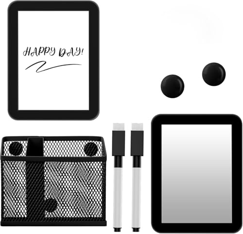 Magnetisches Schließfach-Zubehör-Set, Schulzubehör (mit magnetischem Whiteboard, Spindspiegel, Stifthalter, Marker, runder Magnet), Schulspind, schwarzes Dekor, Arbeitsspind-Organizer