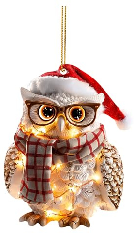 Niedlicher Eule Weihnachtsbaum Anhänger, Lustiger Christbaumschmuck, Weihnachten Acryl Tier Dekor Weihnachtsbaumschmuck 2D Anhänger Eule Weihnachtsbaum Weihnachtsdeko
