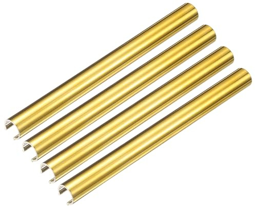 sourcing map 4Pcs Radiator Pipe Sleeves 15 x 200mm (0.59 x 7.87) - Plastic Radiator Pipe Covers for Kitchen, Bathroom, Toilet Gas Wall Tube Decoration, Gold