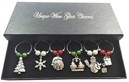 Libby's Market Place Merry Christmas Wine Glass Charms with Gift Box