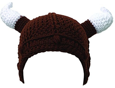 Kafeimali Unisex Barbarian Knight Strickmütze Wikinger Hörner Beanie Lustige Kappen, braun, Einheitsgröße