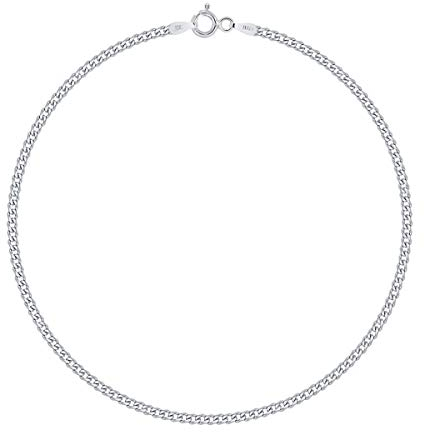 PLANETYS - Flache Panzerkette Armband 925 Sterling Silber rhodiniert 2 mm Breite Längen: 21 cm