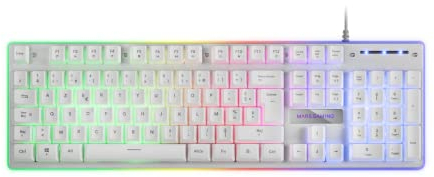 Mars Gaming MK220W Blanc, Clavier Gaming H-Mech, FRGB Rainbow et Halo, Antighosting, Langue Française