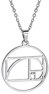 VASSAGO Fibonacci Sequenz Halskette Golden Ratio Halskette Geometrische Spirale Halskette für Männer Frauen Mathematik Irrational Anhänger Halskette Abschluss Mathematik Lehrer Geschenk, Edelstahl