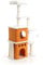 Fudajo Arbre à Chat Blanc/Brun 125cm Poste de grattage avec du sisal, des niches/2 Maisons à Chats