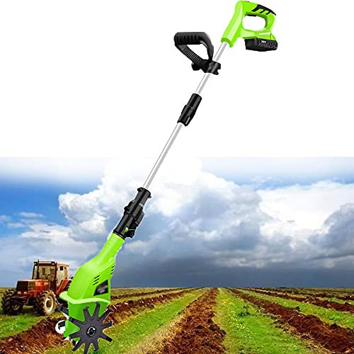 Motobineuse électrique, motoculteur de Jardin, motoculteurs avec Batterie Rechargeable et Chargeur 4000 mAh, Largeur de Travail 10 cm et Profondeur de labourage 25 cm, pour Jardins