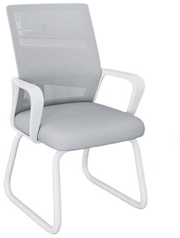 FUKEFUZ Sedia Gaming Ufficio Schienale Curvo,Sedia Ufficio Senza Ruote Mesh Traspirante,Sedia Scrivania-Regolabile,Resistente,Elegante,per cameretta,computer,casa studio studenti adolescenti (Gray,A)