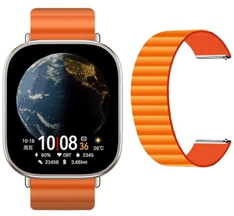 JINSHANGZI New HK10 Ultra 3 Smartwatch 49mm AMOLED 4G Rom ChatGPT NFC Compass G-Sensor Clock Bluetooth Call Sport Smart Watch Men Women for Android iOS HK9 Upgraded (Orange Nylon)