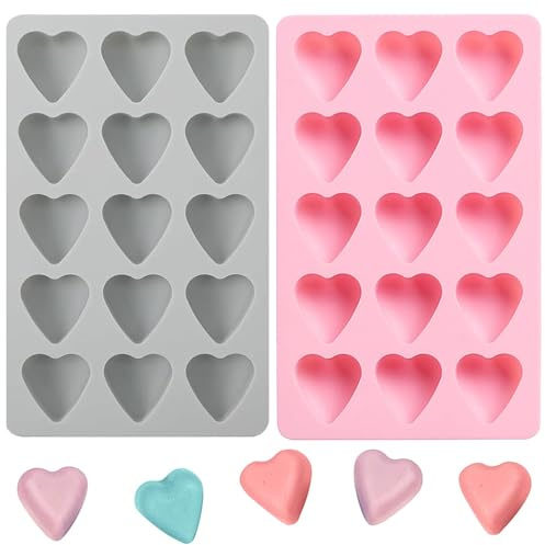 Lot de 2 moules en silicone en forme de cœur, moule en silicone pour chocolat, moule en silicone en forme de cœur petit de chocolat, convient pour la Saint-Valentin, les mariages, les fiançailles, les