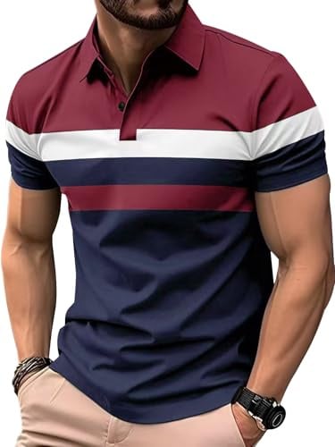 Comilaka Polo Hombre Manga Corta Rayas Camiseta Color en Camiseta S-4XL | Poloshirt,Casual,T-Shirt,Golf,Verano