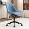YOUTASTE Bürostuhl mit Blattrippenmuster, Bürostuhl Ergonomisch, Drehstuhl Höhenverstellbar & Wippfunktion, Schreibtischstuhl ohne Armlehnen, Computerstuhl Leder für Home Office und Büro, Blau