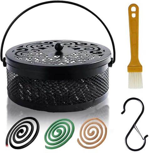 Support en métal pour spirale anti-moustiques, pour aromathérapie, spirale, noir, exclusivement en plein air, convient pour la piscine, la terrasse, le camping