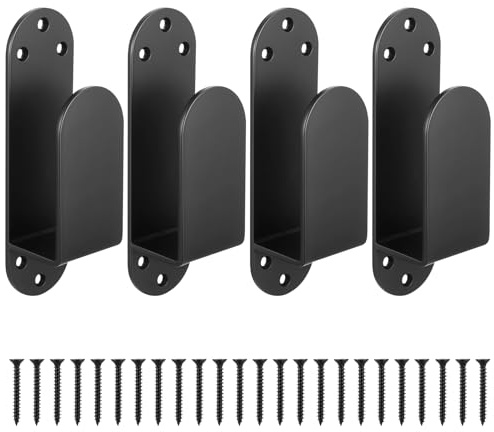 4 Pcs 2 x 4 Door Barricade Brackets, Metal U Brackets, Security Door Locks Clamps Fits 2 x 4 Lumber, for Drop Open Bars Home Barn Shed Garage Gate Reinforcement Security Bars(Large-u-Round)