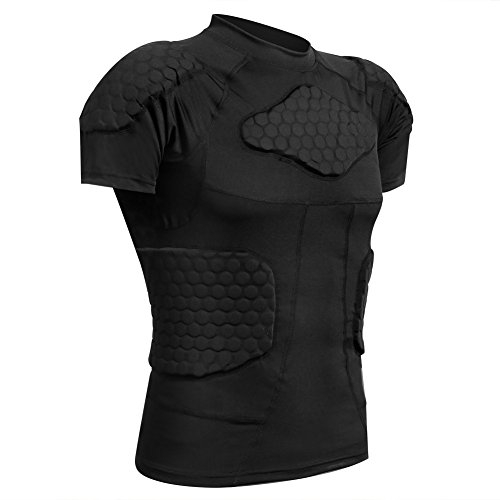 Zicac Sports Compression Shirt, Atmungsaktiv Stoßschutz Sport Tshirts Herren, Rundumschutz Kompressionsshirt Herren für Fußball Basketball Paintball Rugby Radfahren Curling Baseball
