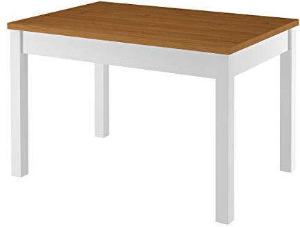 Erst-Holz Zweifarbiger Tisch 80x120 Esstisch Tischplatte Eichefarben weiße Beine Massivholz 90.70-51AE