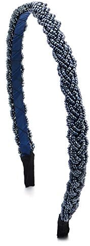 Elegante Dunkelblau Geflochtene Wulst Kette Haarreif Haarkranz Stirnband Kopfband Haarband Partei Abschlussball