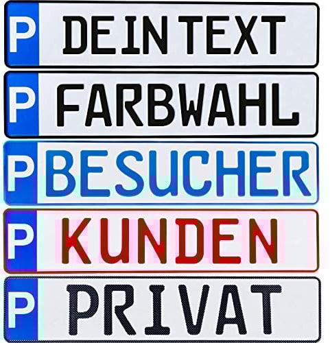 Parkplatz Kennzeichen 1 Stück P-Kennzeichen Parkplatzschild individuell Wunschtext/Farbe/Bohrung/Markierung von Parkplatz Standplatz Kunden Besucher Privat Wunschprägung (1. Wunschprägung)