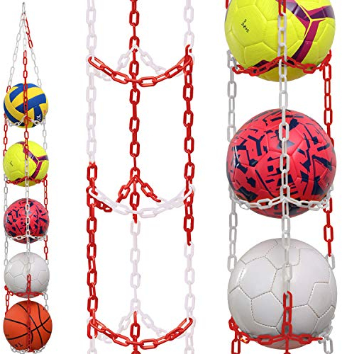 Vailantes® Ballaufhänger - Fußball Volleyball Basketball Originaler Ballhalter Fussball Deko Aufbewahrung Kinderzimmer Regal Hängendes Regal Ball Kinder Fussball Regal Hängend (Rot/Weiß)