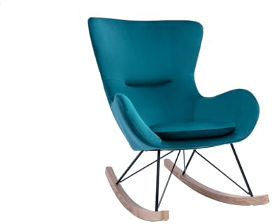 Miliboo Design-Schaukelstuhl Velours Petrol ESKUA