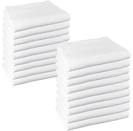 ROYAL EUROPE TEXTILE SL Toallas Lavabo (50x100 cms) 100% algodón Calidad Hotel. Color Blanco. 450 Gramos/m2. Pack de 20 Toallas.