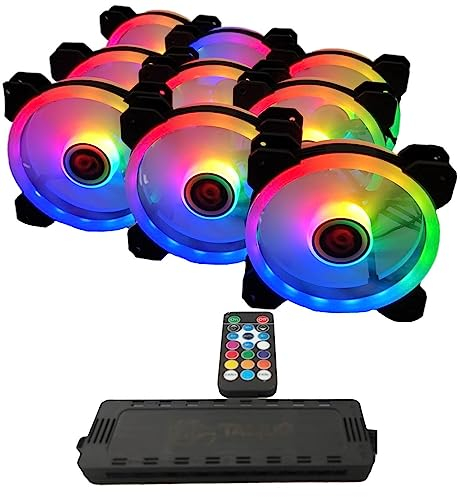 Talius Iris Spectrum ARGB/Cronos ventiladores 120 mm. Efectos de barrido, pulso, espiral. Doble Aro led. Conexión 6 pines. (9 FAN BLK + CENTRALITA)