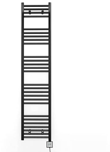 450mm Wide Black Electric Bathroom Heated Towel Rail Thermostatic Warmer Radiator Digital Controller (450 x 1600 mm (BTU: 2382))
