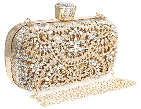 COAIMANEY Damen Glitzernde Clutch, Abendtasche Unterarmtasche Umhängetasche mit Strass-Pailletten und Abnehmbarer Kette für Hochzeit Party Abschlussball