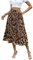 Parabler Damen Chiffon Midirock Elegante Blumen Polka Dot Lang Rock Elastische Taille Sommerrock Flatenrock Strandrock mit Taschen Leoparden L