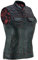 Leatherick Chaleco de cuero negro para motocicleta para mujer Forro tradicional de satén Paisley con costuras de corazón rosa (L, Costura Roja)