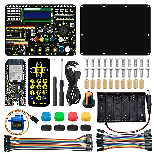 KEYESTUDIO Inventor Starter Kit for Arduino ESP32, Hardware Comes Pre-Connected, Easy to Get Started Coding and Electronics, 15 Modules, 30 Projects(with ESP32)
