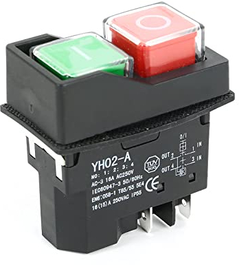 KJD17 Elektromagnetischer Schalter, AC250V 16A Wasserdichter Druckknopf Magnetisch Sicherheit, Sicherheitsschalter, Druckknopfschalter, Magnetischer Starter Power Tool (4 PIN)