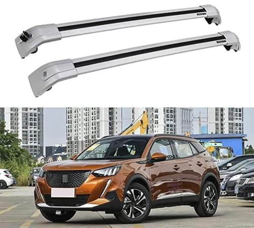Dachträger Dachgepäckträger für Peugeot 2008 SUV 2020-2022, Verstellbare geschlossene Seitenschiene Aluminium Fahrradträger Dachboxen