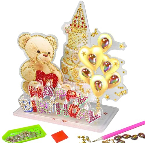 DEESOSPRO Diamond Painting 3D Dekorative Ornamente, DIY 5D Diamant Malerei Kits für Handgemachte Acryl Ornamente, Geburtstagsgeschenk