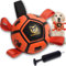 Hundefreund Kleiner Hundefußball Orange Leuchtend mit Haltegriffen, Hundespielzeug Fußball für Kleine Hunde mit Pumpe, Interaktiver Hundeball (12 cm) für Drinnen, Draußen und im Wasser