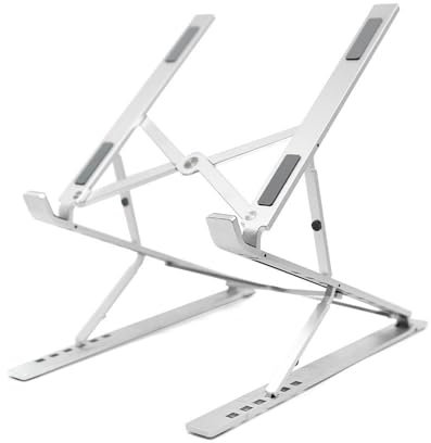 TangoElect Laptop Stand for Desk, Double Layer Ventilated Cooling Notebook Stand, Portable Computer Stand, Riser, Holder, Ergonomic Macbook Stand for 10-17 Tablets/Laptops (Silver)