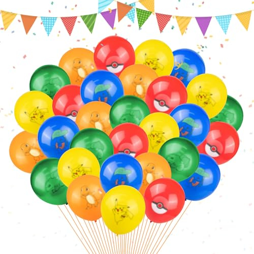 Luftballons Geburtstag Party Set, 30 PCS Cartoon-Bilder Luftballon, Kinder Geburtstag Elfenballon Dekoration, Kindergeburtstag Deko, Elfenballon Geburtstagsdeko, Latex Ballons, Folienballon Set