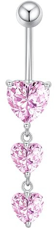 Gojewen 10mm Bauchnabelpiercing mit Anhänger Rosa Bauchpiercing Herz Chirurgenstahl Piercing Bauchnabel Schmuck Damen
