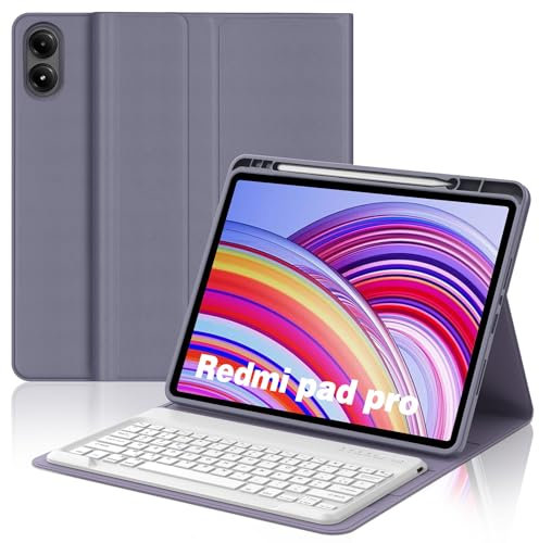 JADEMALL Custodia Tastiera per Redmi Pad Pro 12.1 2024, Italiana QWERTY Tastiera Bluetooth Staccabile per Xiaomi Redmi Pad Pro 12.1, Viola