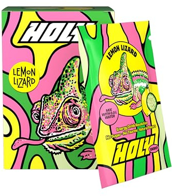 HOLY Energy Booster Probier-Box 'Lemon Lizard' Energy Drink Pulver Zitrone & Gurke - 10 Portionen mit NewCaff & Grüntee Extrakt - zuckerfrei, vegan, 100% natürliche Fruchtaromen