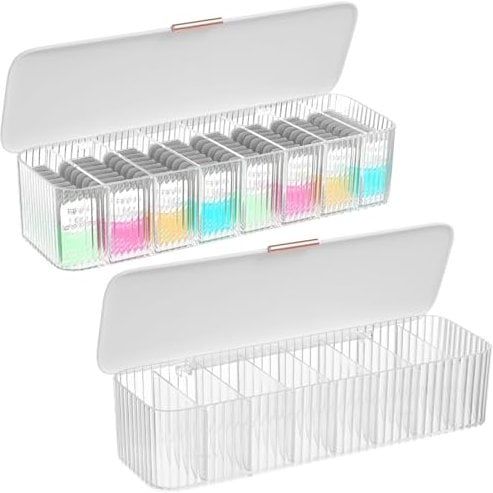 2 PCS Daily Contact Lens Organizers, 8 Slots Daily Contact Lens Storage Box with Lid, Clear Plastic Daily Contact Lens Dispenser, Large Capacity Cosmetic Contact Lens Classified Storage Holder