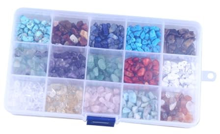 COHEALI Schmuckzubehör 15 Bunte Edelsteinperlen Set mit Nummerierten Perlen für Fußkettchen Halskette Bettelarmband