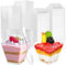 50 vasos de postre de plástico, 60 ml/2oz cuencos cuadrados de postre con cuchara y tapa, vasos de postre transparentes reutilizables pequeños vasos de postre para pudin, mousse, helados, postres