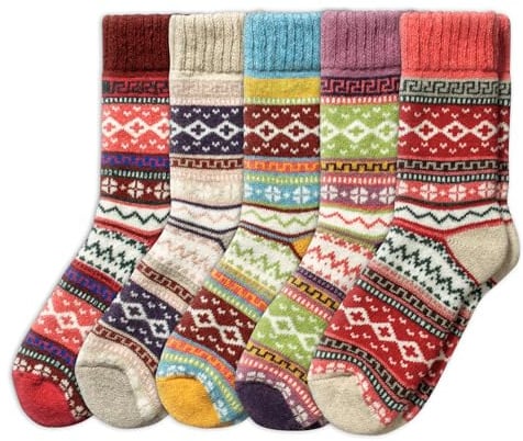 NORDIC Socks 5 Paar Merino Wollsocken für Männer & Frauen, Wintersocken, Warme Socken (39-42, Ida)