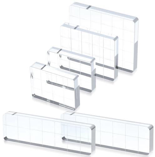 Guduling 6 Pcs Acrylic Blocks for Stamping,Clear Acrylic Block,Acrylics Stamp Block Clear Stamping Tools Set with Grid Lines for Scrapbooking Crafts Card Making(4 Sizes)