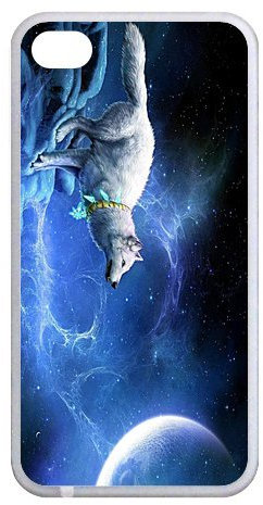 iPhone 4 and 4s Case, Blue Wolf Design PC Case Cover for iPhone 4 and 4s