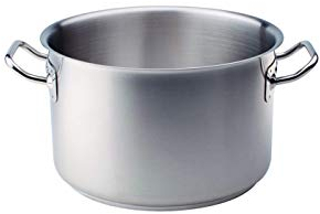 Pentole Agnelli Linea Acciaio Inox 18-10 Casseruola Alta 2 Manici Argento 24 cm con Coperchio