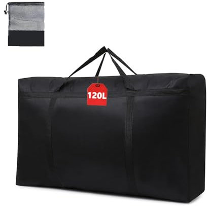 WITERY 120L Large Storage Bag Duvets Storage Bag with Zip Waterproof Sturdy 600D Oxford Under Bed Storage Bags Heavy Duty Storage Organizer Bags For Bedding Duvets Pillows Clothes Moving Home