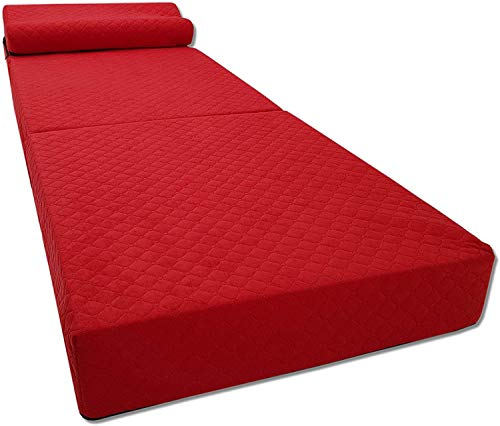 Odolplusz Komfort Gästematratze | Klappmatratze mit Kissen | Faltbare Matratze mit Universalhärtegrad | Made in EU | Ökotex | (70 x 200 x 15 cm, Rot)