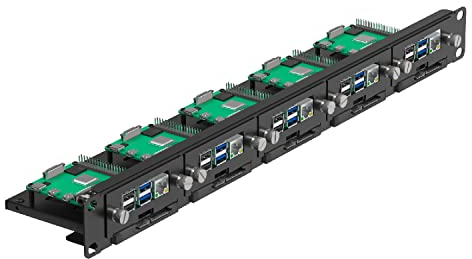 UCTRONICS U6264 19 inch 1U Raspberry Pi Rackmount, SSD Bracket for Any 2.5 inch SSDs, Hold Up to 5 Raspberry Pi 4B Boards, Front-Removable with Captive Screws